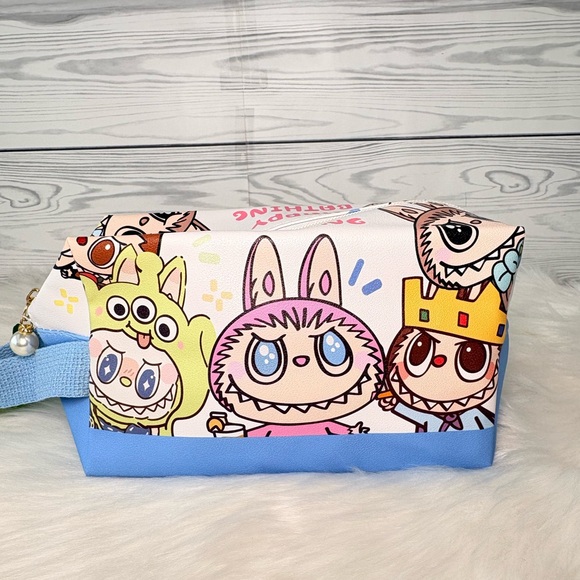 Blue Monster Character Large Cosmetic Bag - Picture 4 of 11